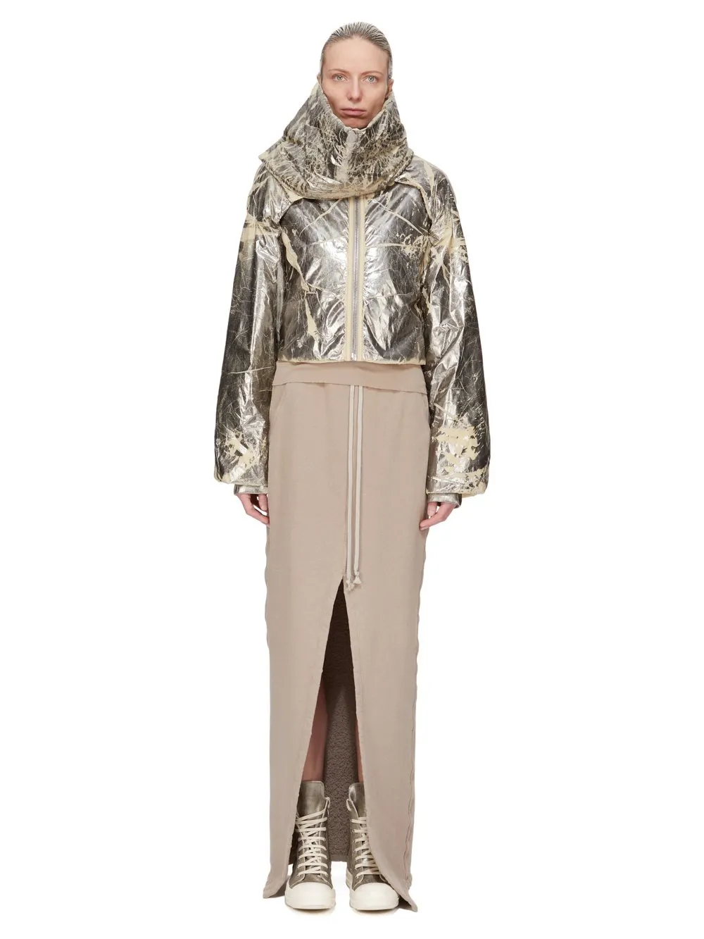 Drkshdw Concordians Phleg Pillar Skirt In Dirty Pearl Slub Felpa