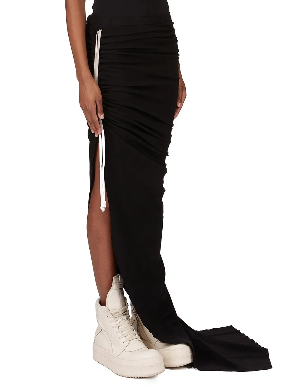 Rick Owens Concordians Edfu Skirt In Black Double Brushed Jersey
