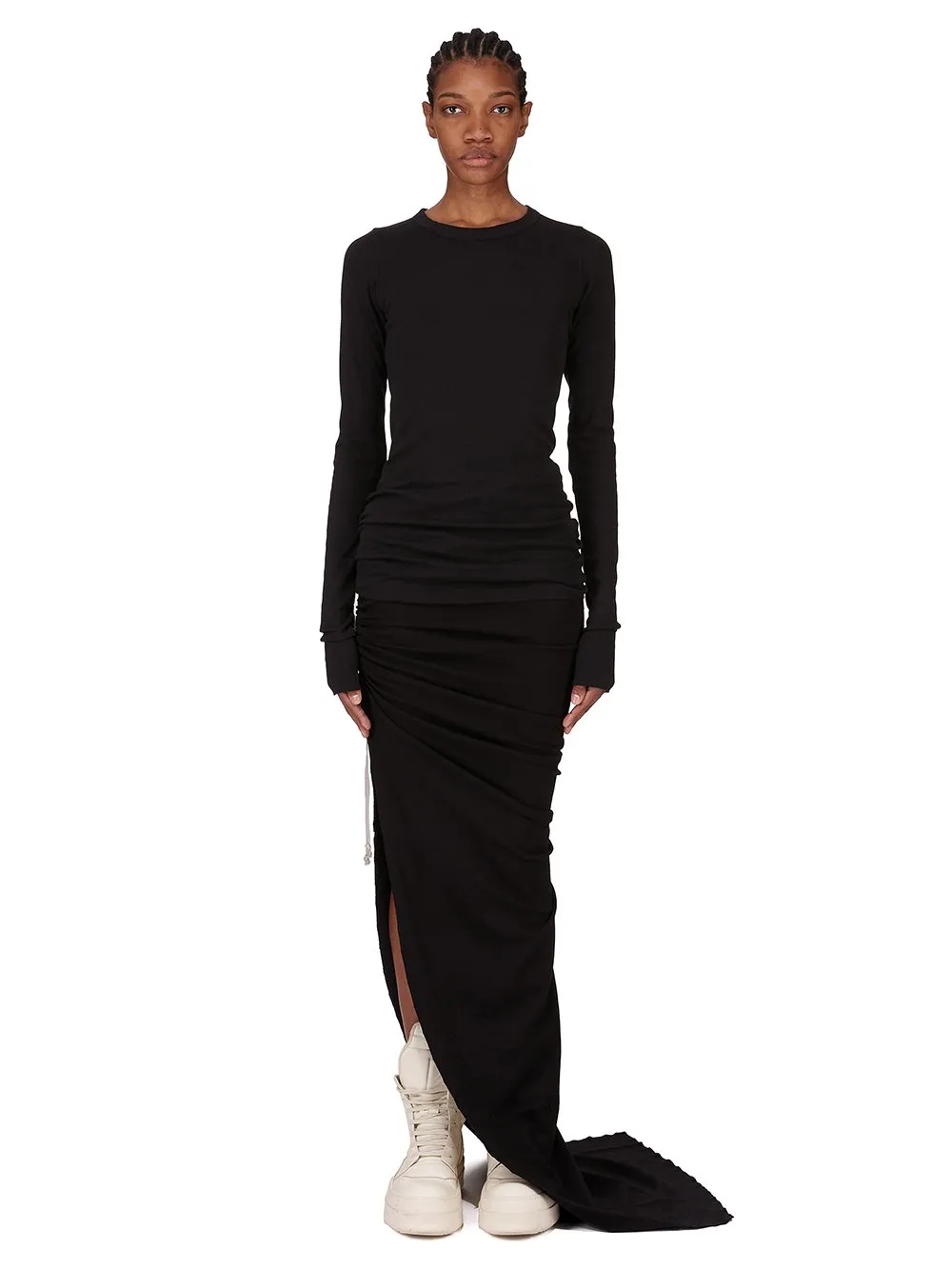 Rick Owens Concordians Edfu Skirt In Black Double Brushed Jersey