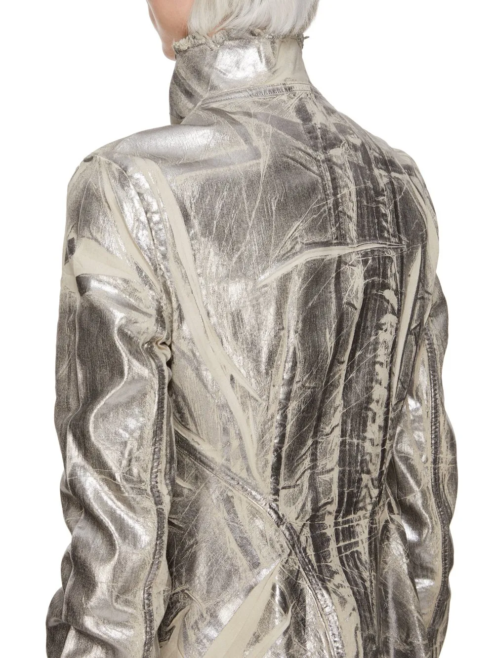 Drkshdw Concordians Naska Gary Jkt In Palladium Foil Stretch Denim