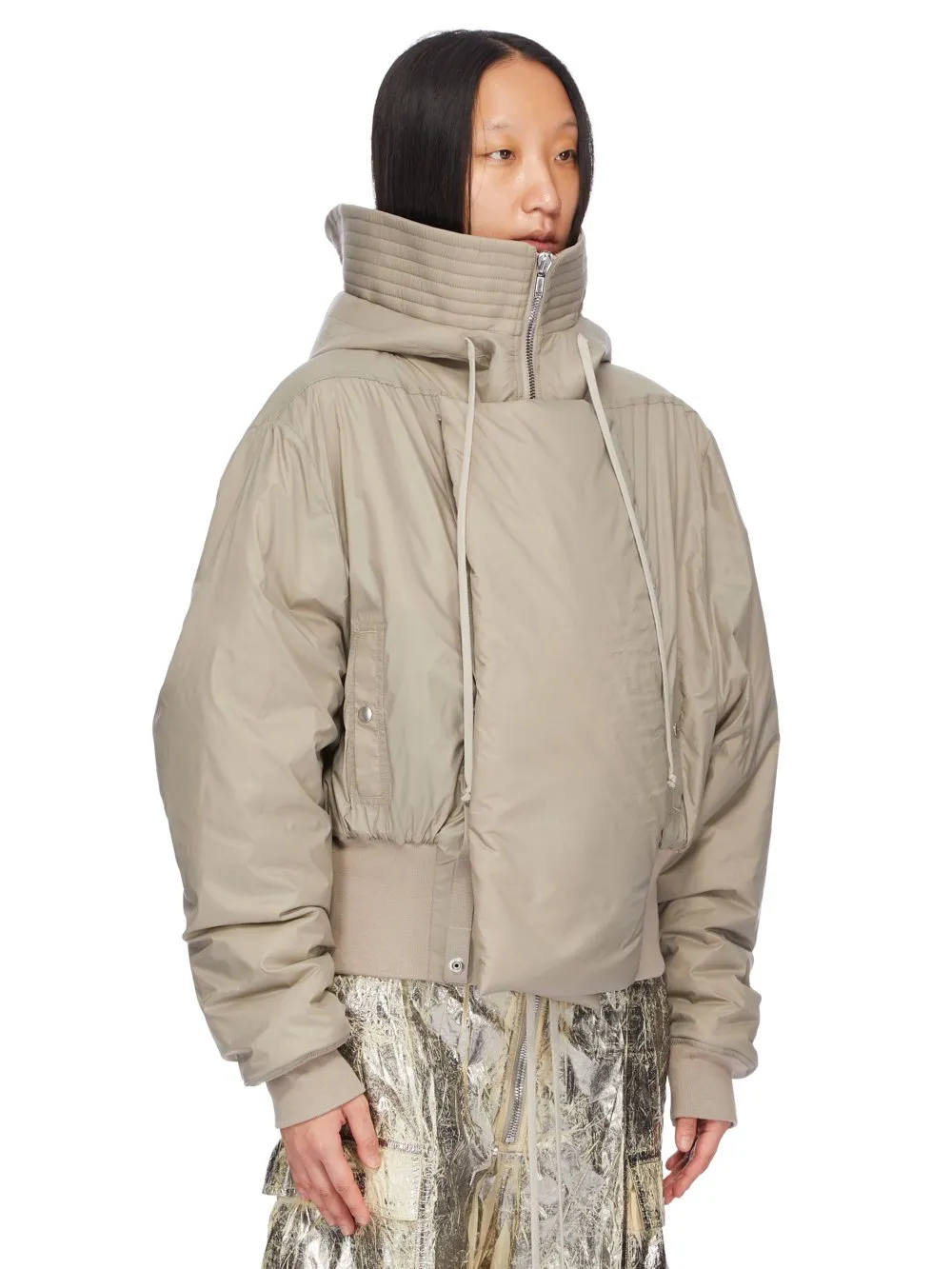 Drkshdw Concordians Cropped Alice Parka In Dirty Pearl Recycled Nylon
