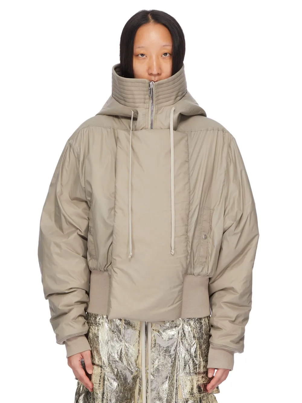 Drkshdw Concordians Cropped Alice Parka In Dirty Pearl Recycled Nylon