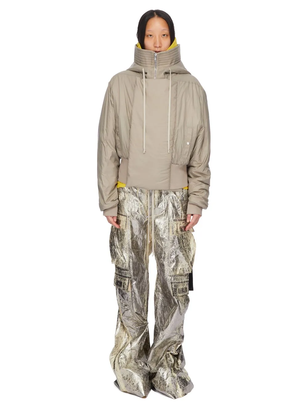 Drkshdw Concordians Cropped Alice Parka In Dirty Pearl Recycled Nylon
