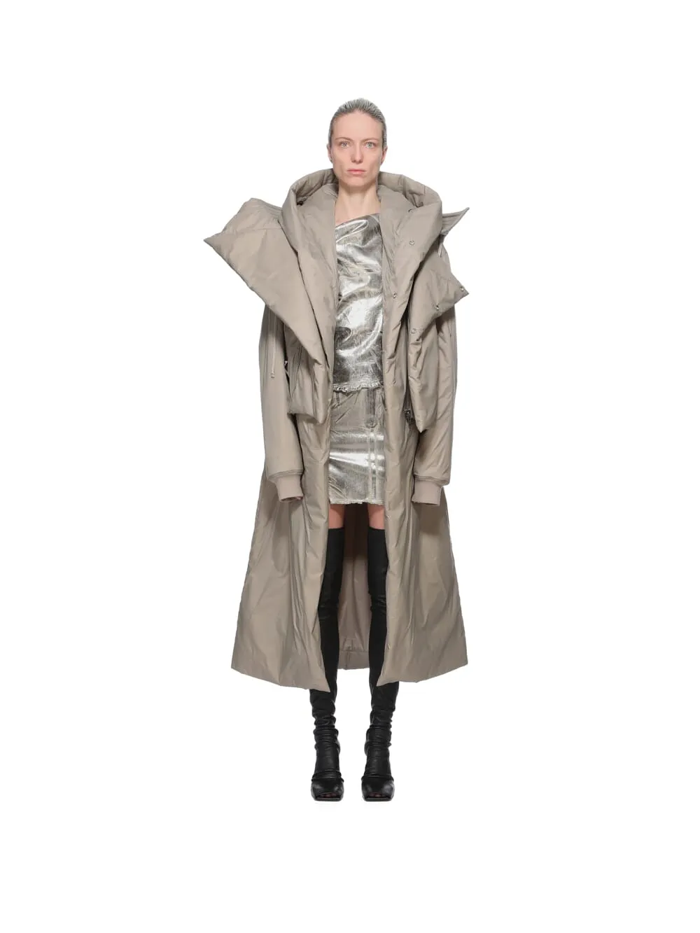 Drkshdw Concordians Cropped Alice Parka In Dirty Pearl Recycled Nylon