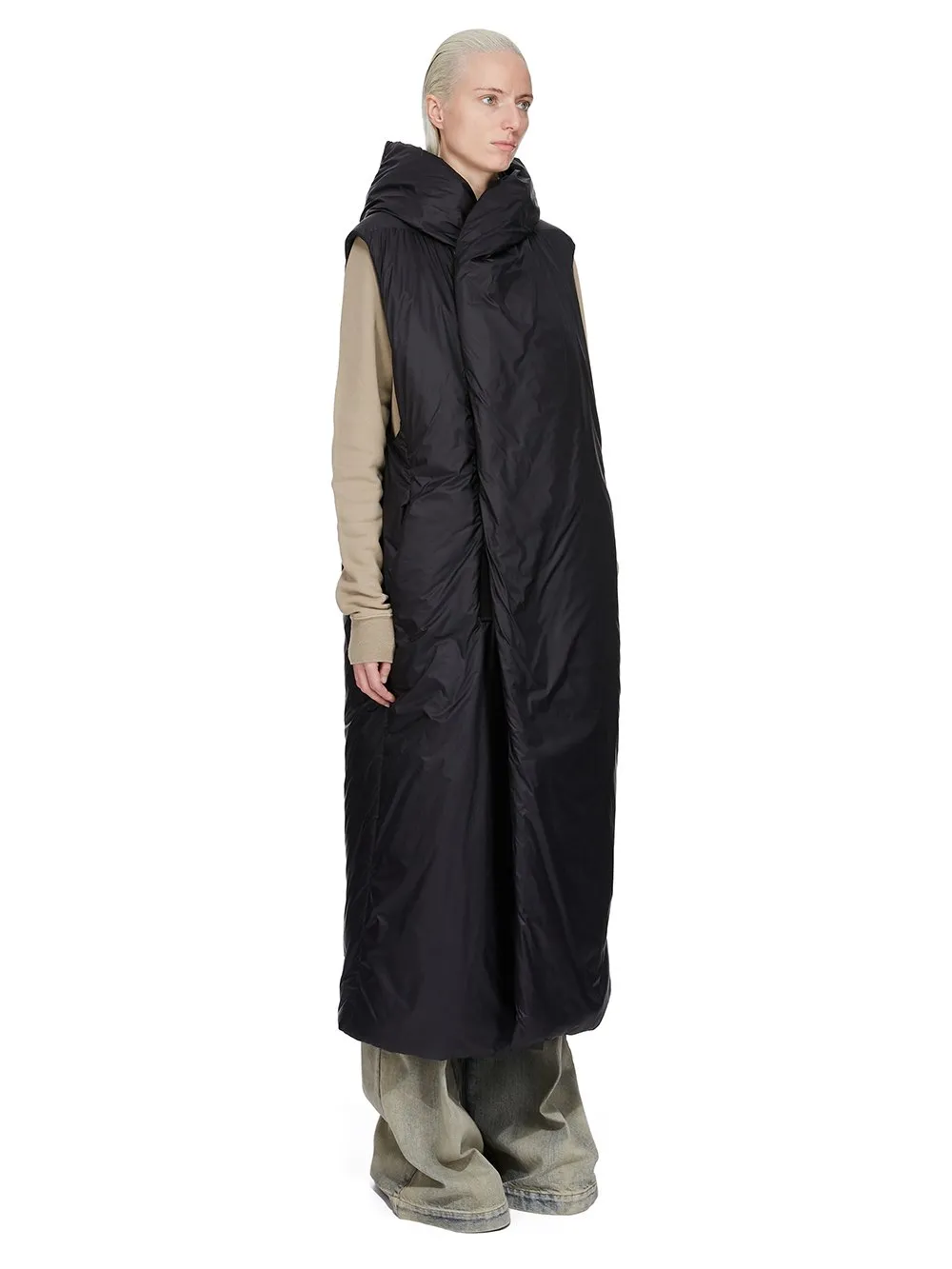 Drkshdw Concordians Hooded Liner In Black Recycled Nylon