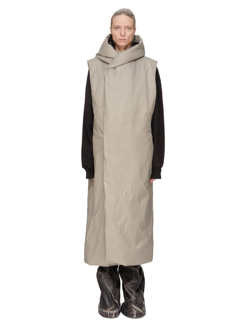 Drkshdw Concordians Hooded Liner In Dirty Pearl Recycled Nylon