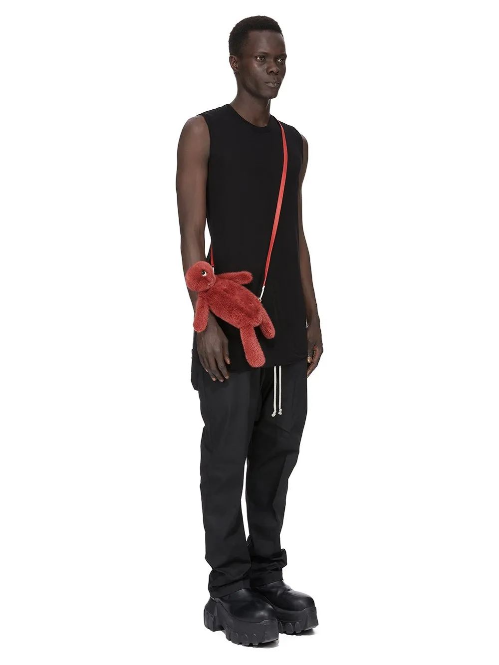 Rick Owens Hun Cyclop In Cardinal Red In Real Mink Fur