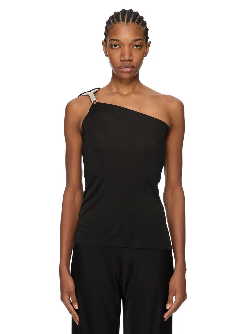 Rick Owens Concordians Hydra Top In Black Satin Viscose Jersey