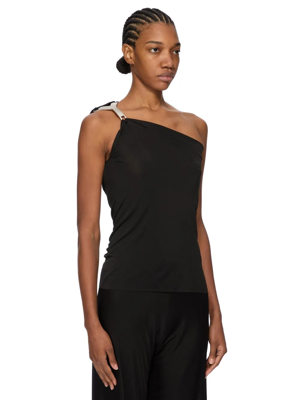 Rick Owens Concordians Hydra Top In Black Satin Viscose Jersey