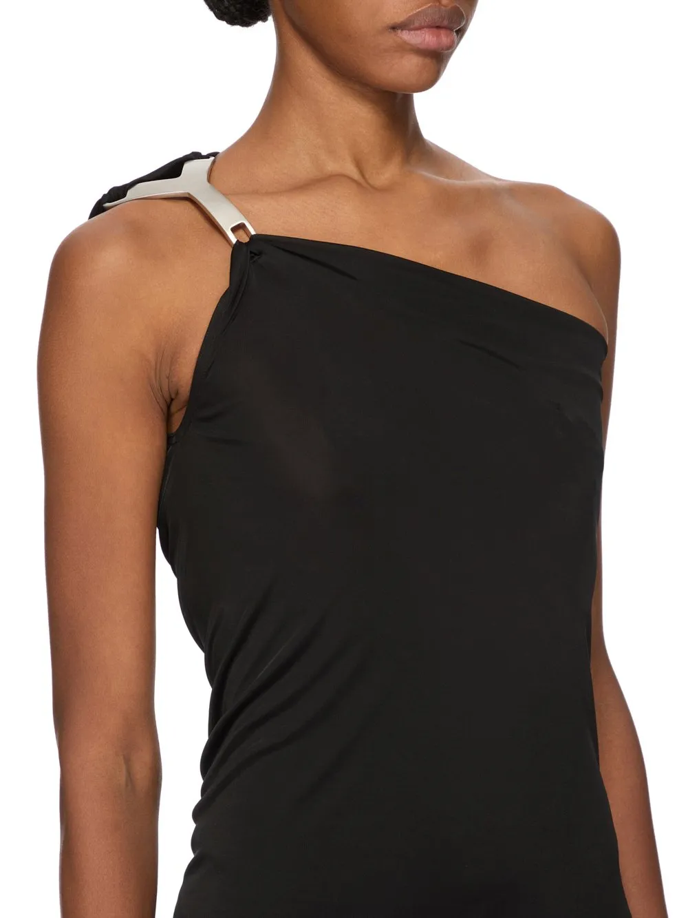 Rick Owens Concordians Hydra Top In Black Satin Viscose Jersey