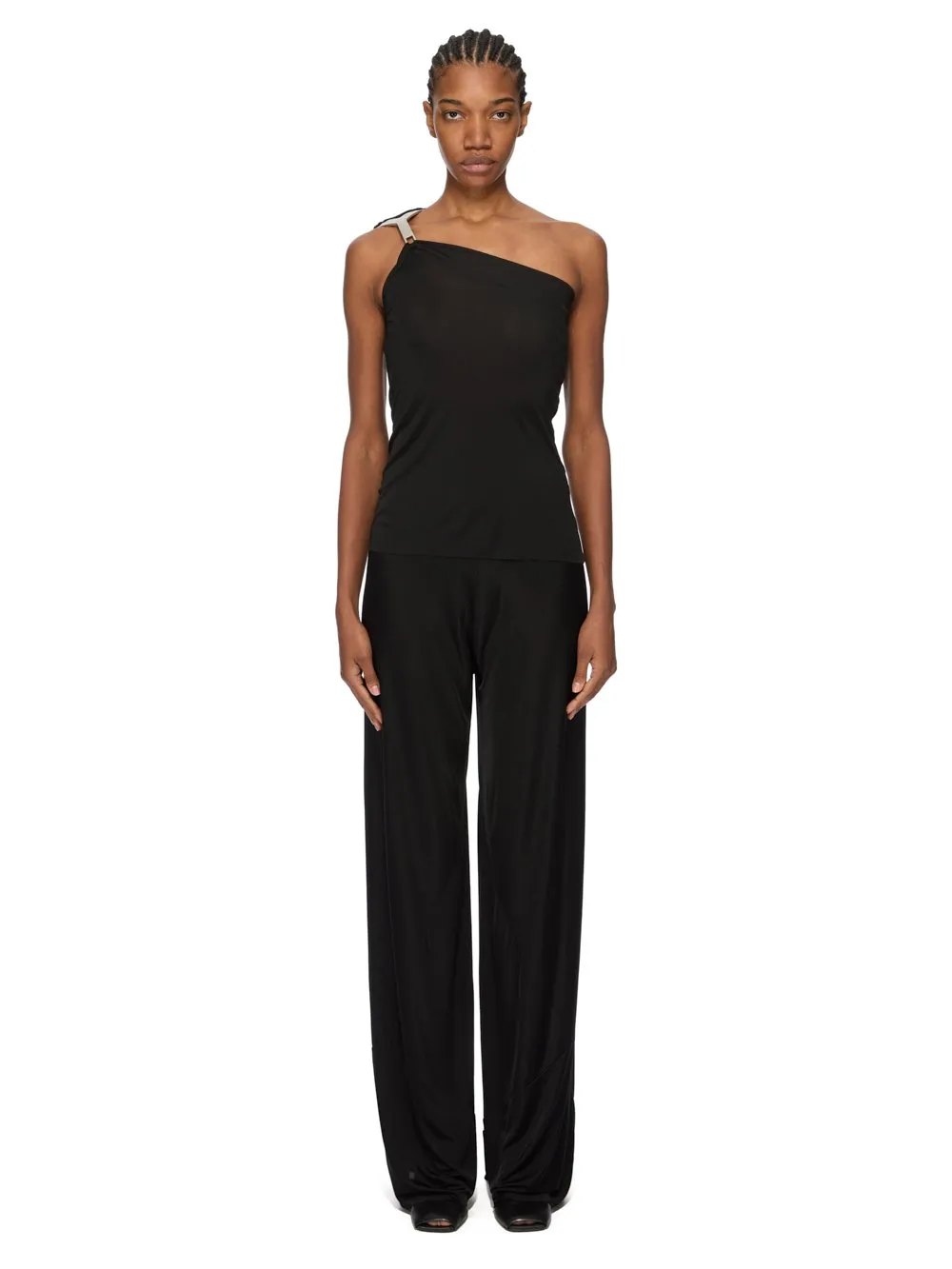 Rick Owens Concordians Hydra Top In Black Satin Viscose Jersey