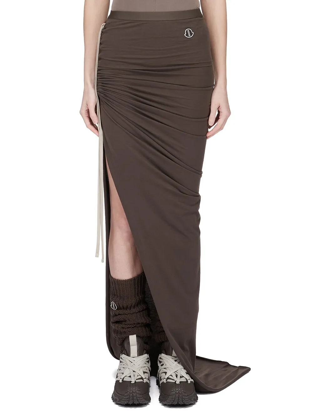 Moncler + Rick Owens Adjustable Skirt In Dark Dust Mediumweight Cotton Jersey