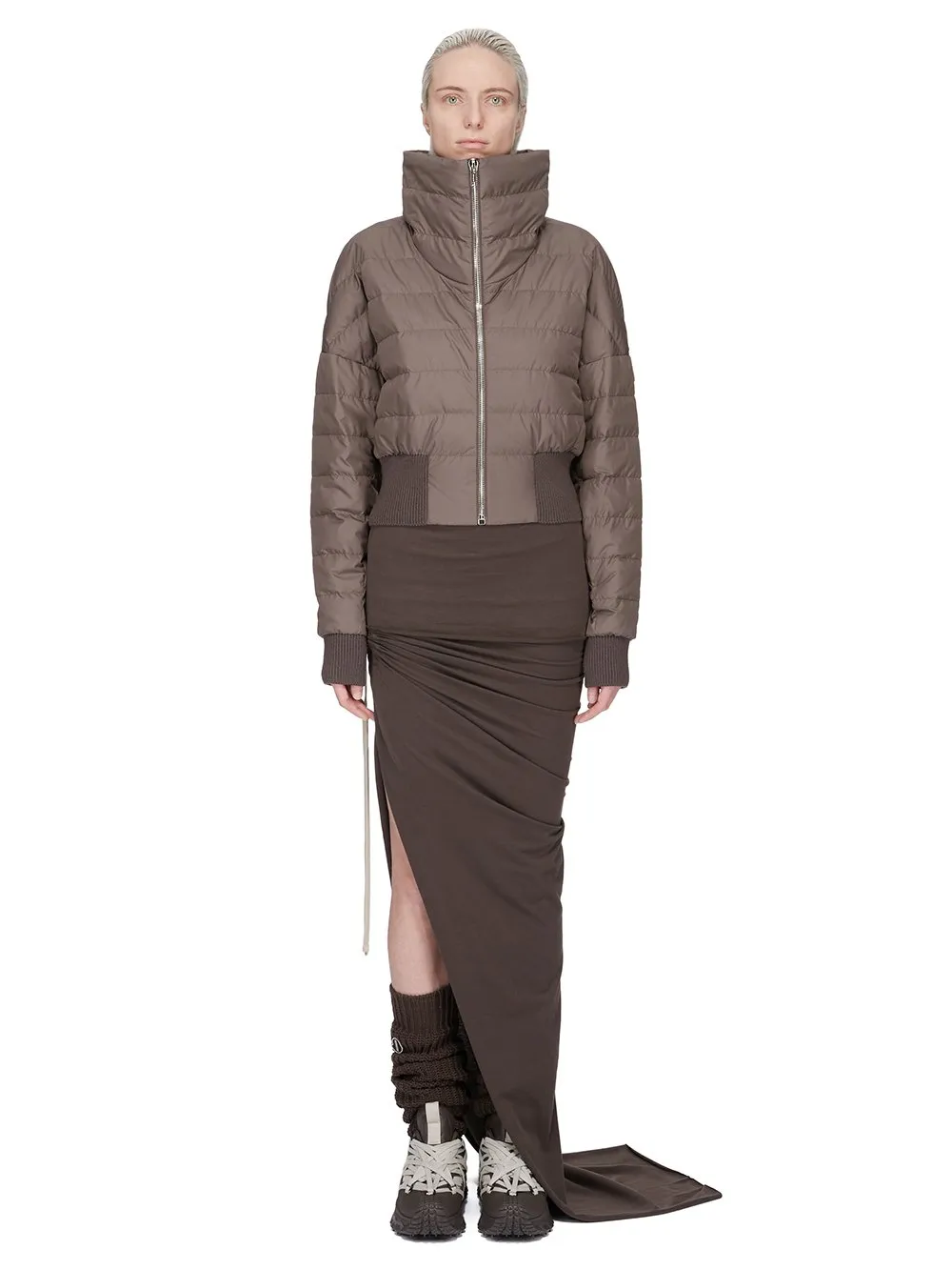 Moncler + Rick Owens Adjustable Skirt In Dark Dust Mediumweight Cotton Jersey