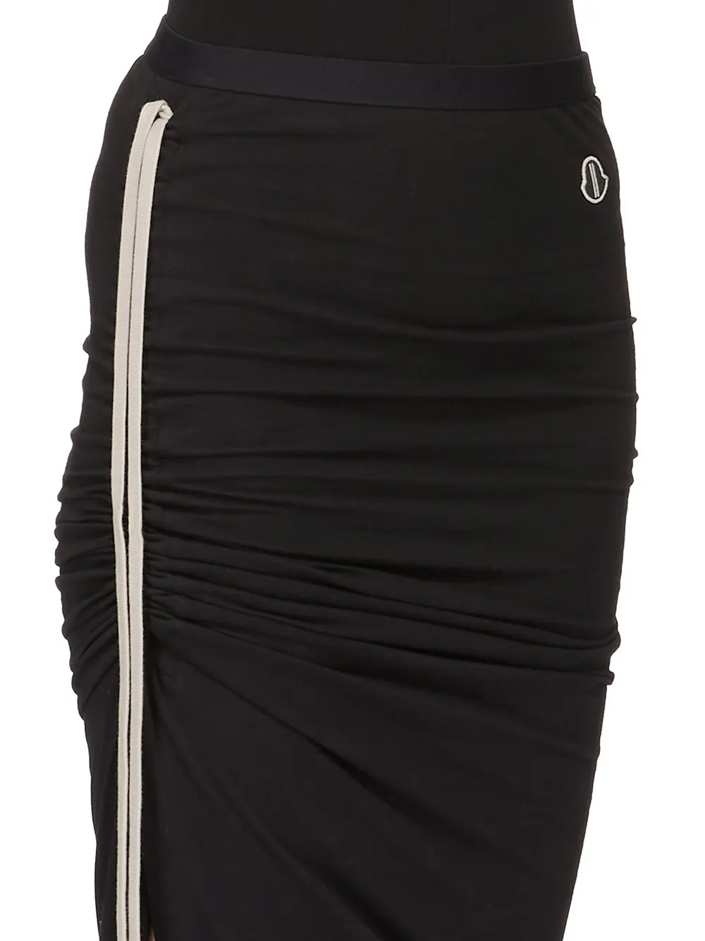Moncler + Rick Owens Adjustable Skirt In Black Mediumweight Cotton Jersey