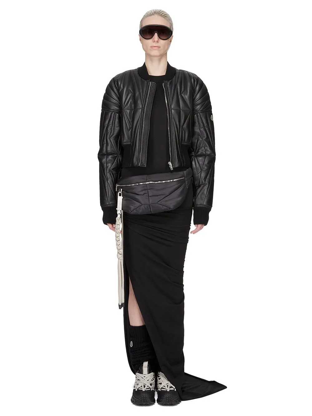 Moncler + Rick Owens Adjustable Skirt In Black Mediumweight Cotton Jersey