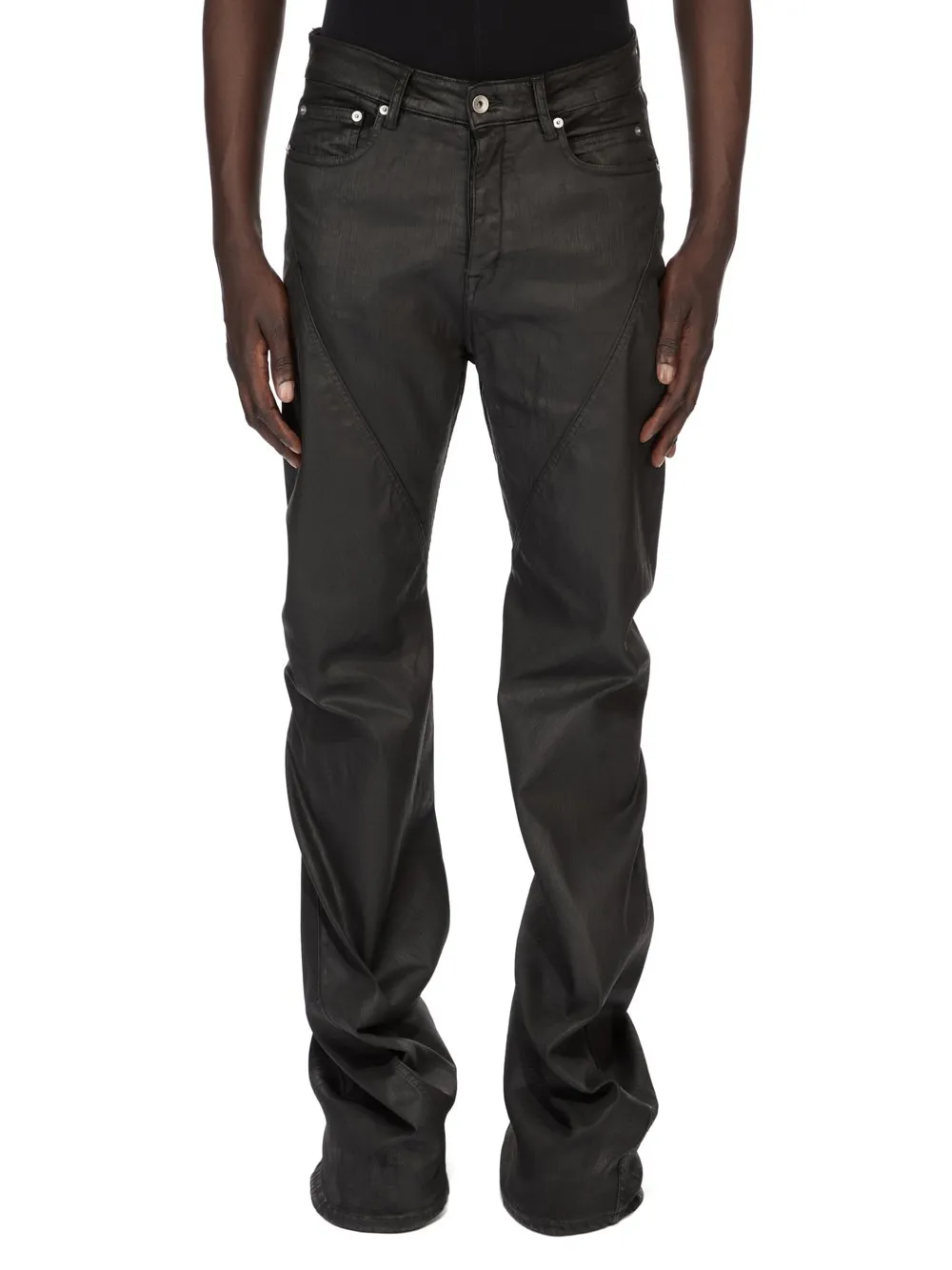 Drkshdw Temple Bias Bootcut In Black Deep Black Stretch Denim