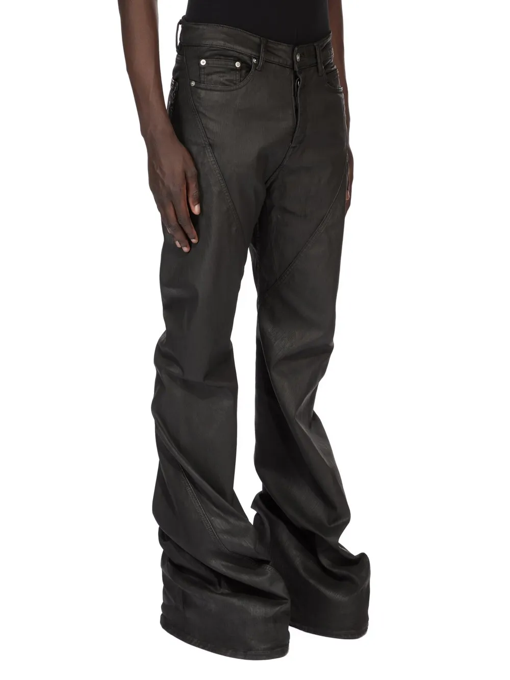 Drkshdw Temple Bias Bootcut In Black Deep Black Stretch Denim
