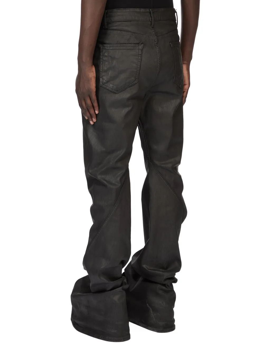 Drkshdw Temple Bias Bootcut In Black Deep Black Stretch Denim