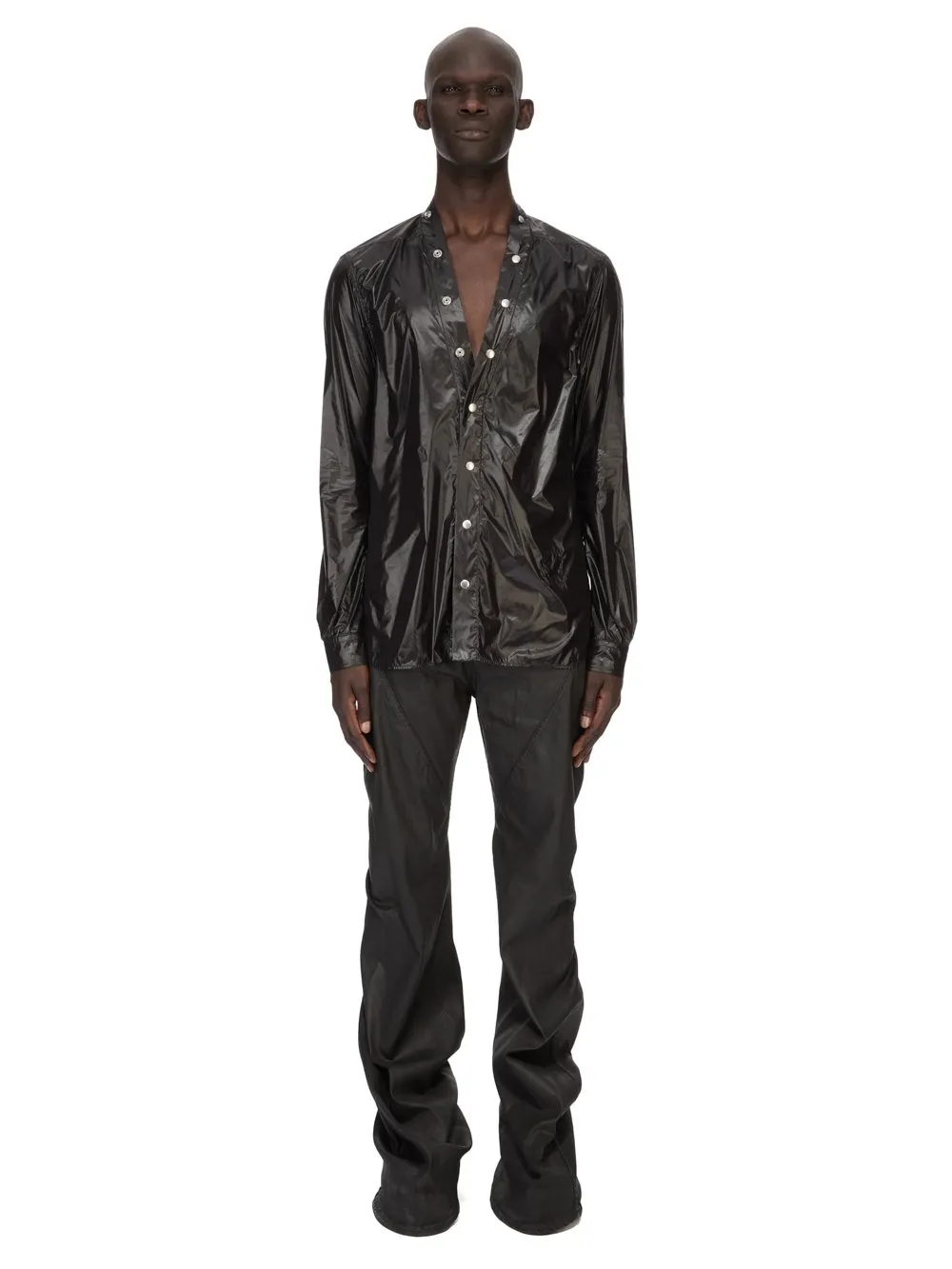 Drkshdw Temple Bias Bootcut In Black Deep Black Stretch Denim