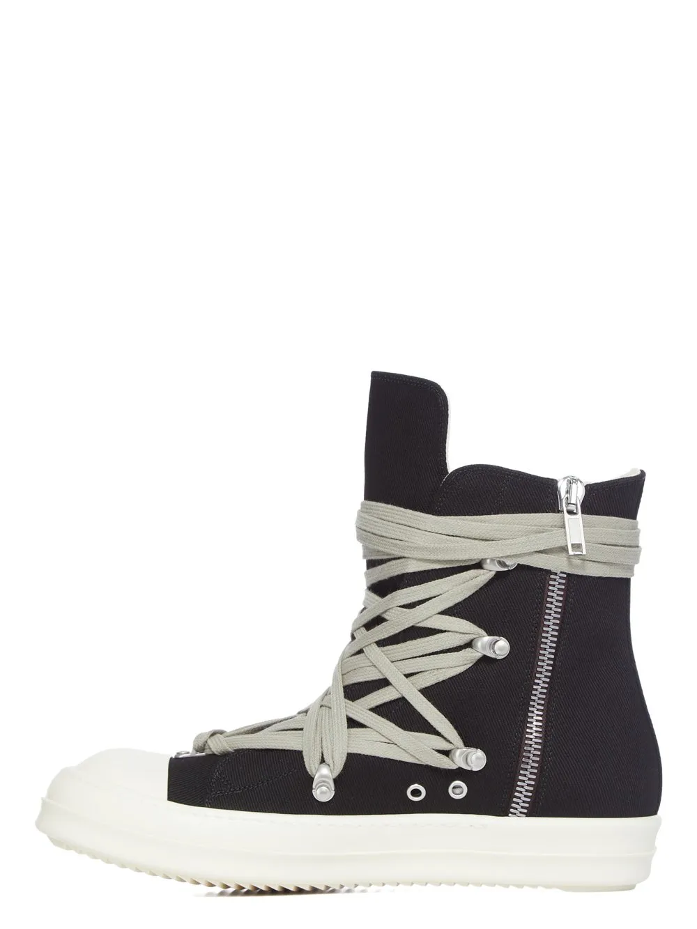 Drkshdw Temple Megalace Sneaks In Black/Milk/Milk 13Oz Overdyed Denim