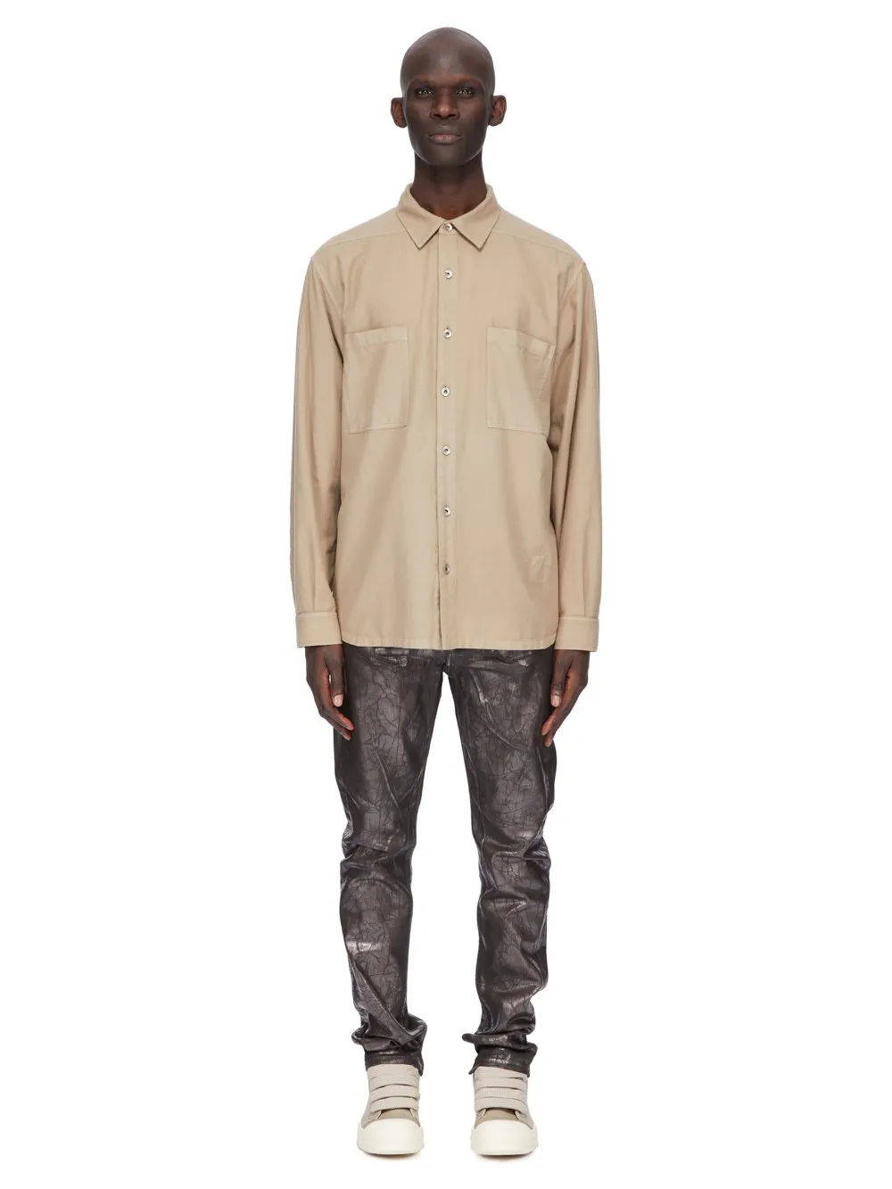 Drkshdw Concordians Jumbo Outershirt In Dirty Pearl Light Flannel