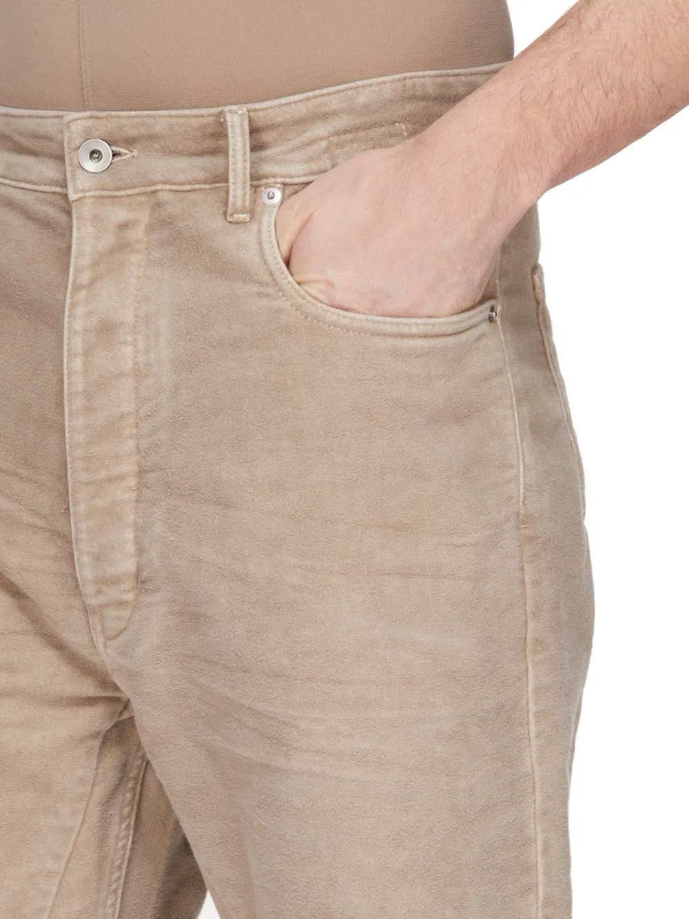 Drkshdw Concordians Geth Jeans In Dirty Pearl Brushed Cotton.