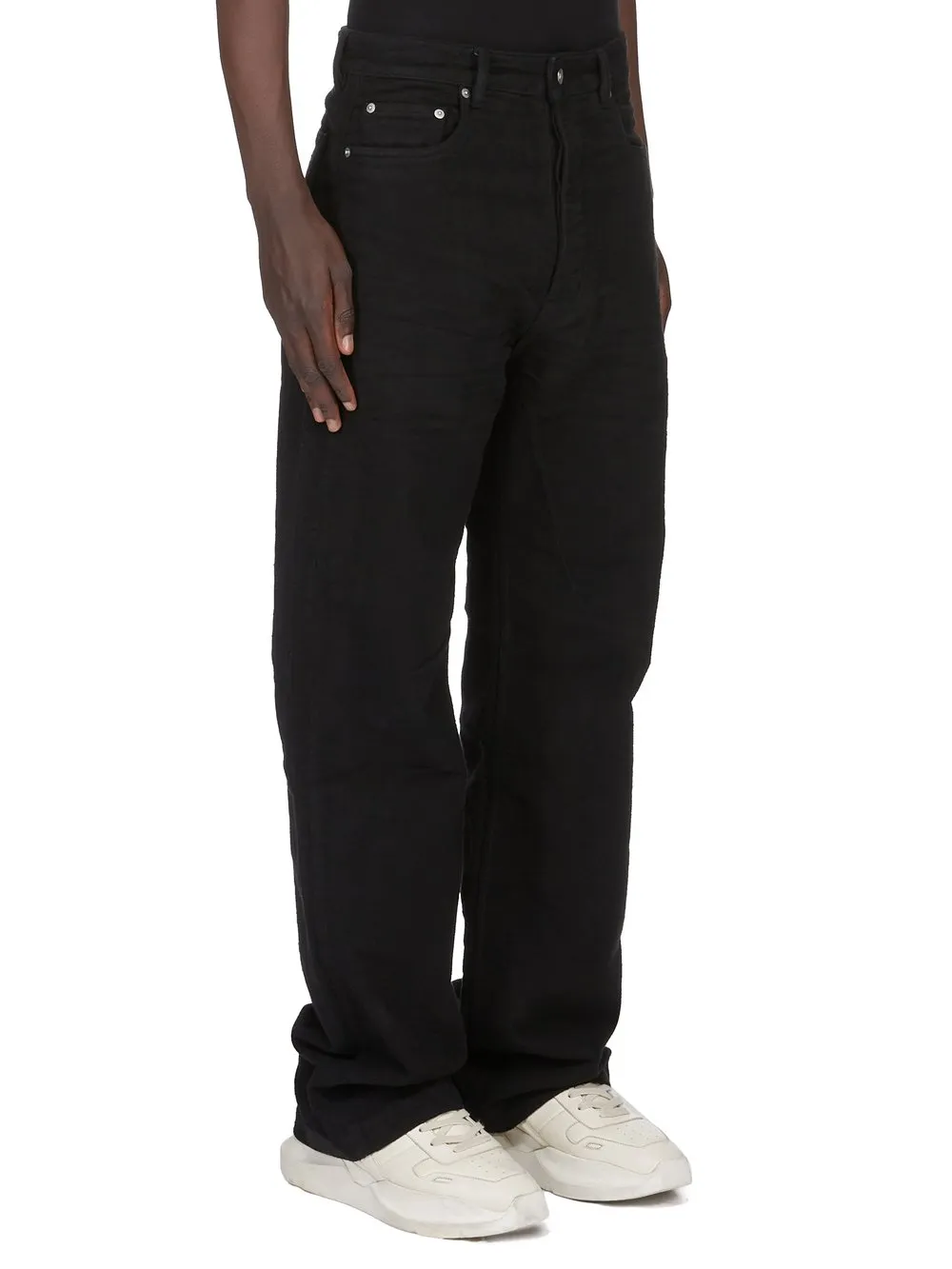 Drkshdw Concordians Geth Jeans In Black Brushed Cotton.