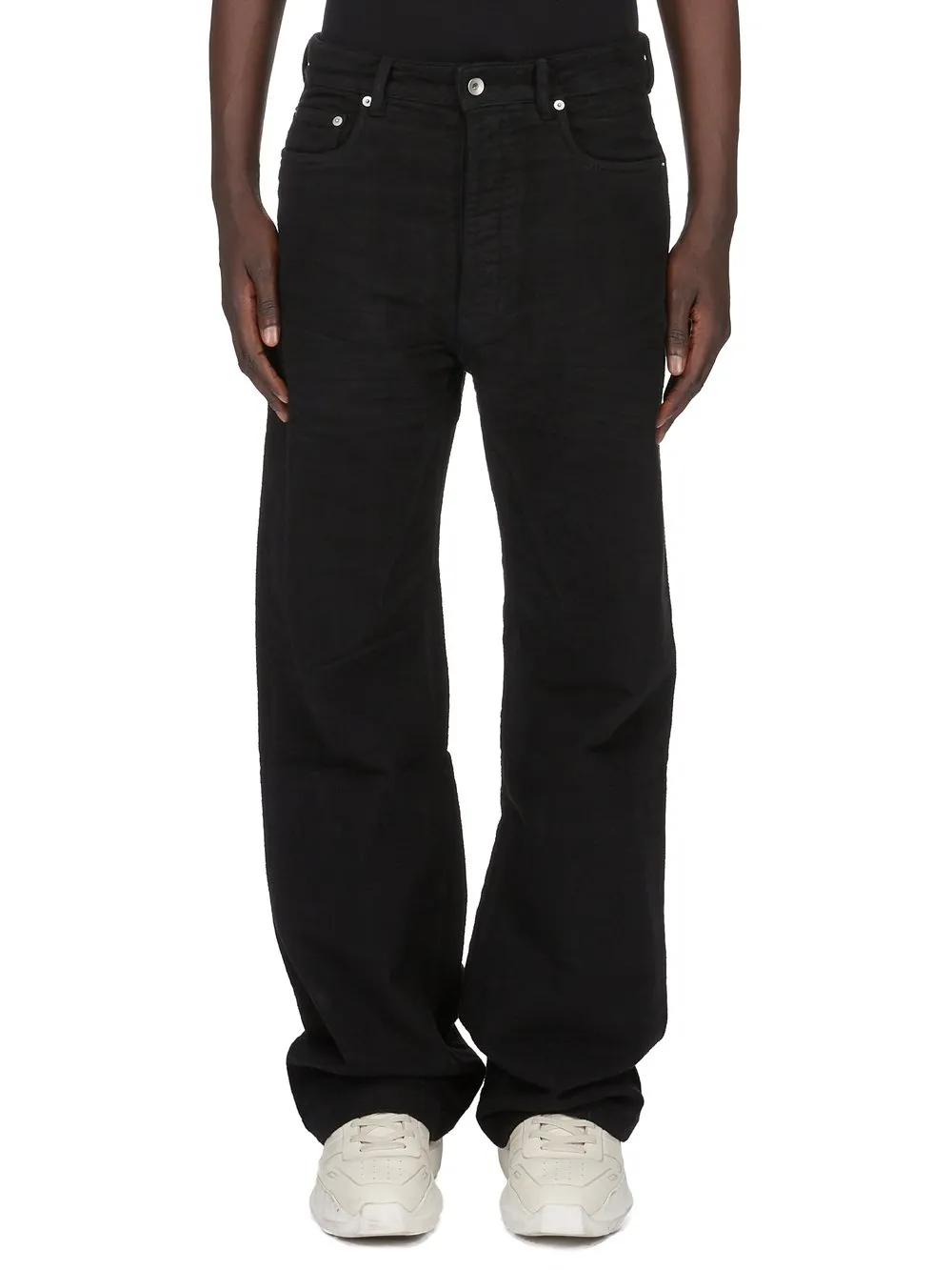 Drkshdw Concordians Geth Jeans In Black Brushed Cotton.