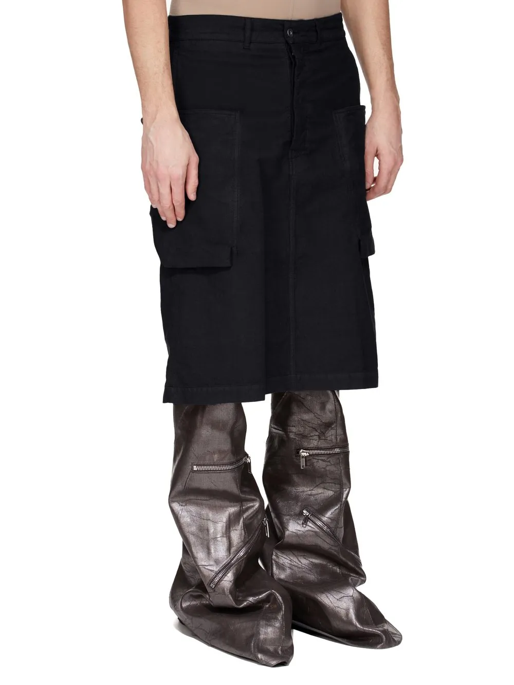 Drkshdw Concordians Stefan Cargo Skirt In Black Cotton Tela
