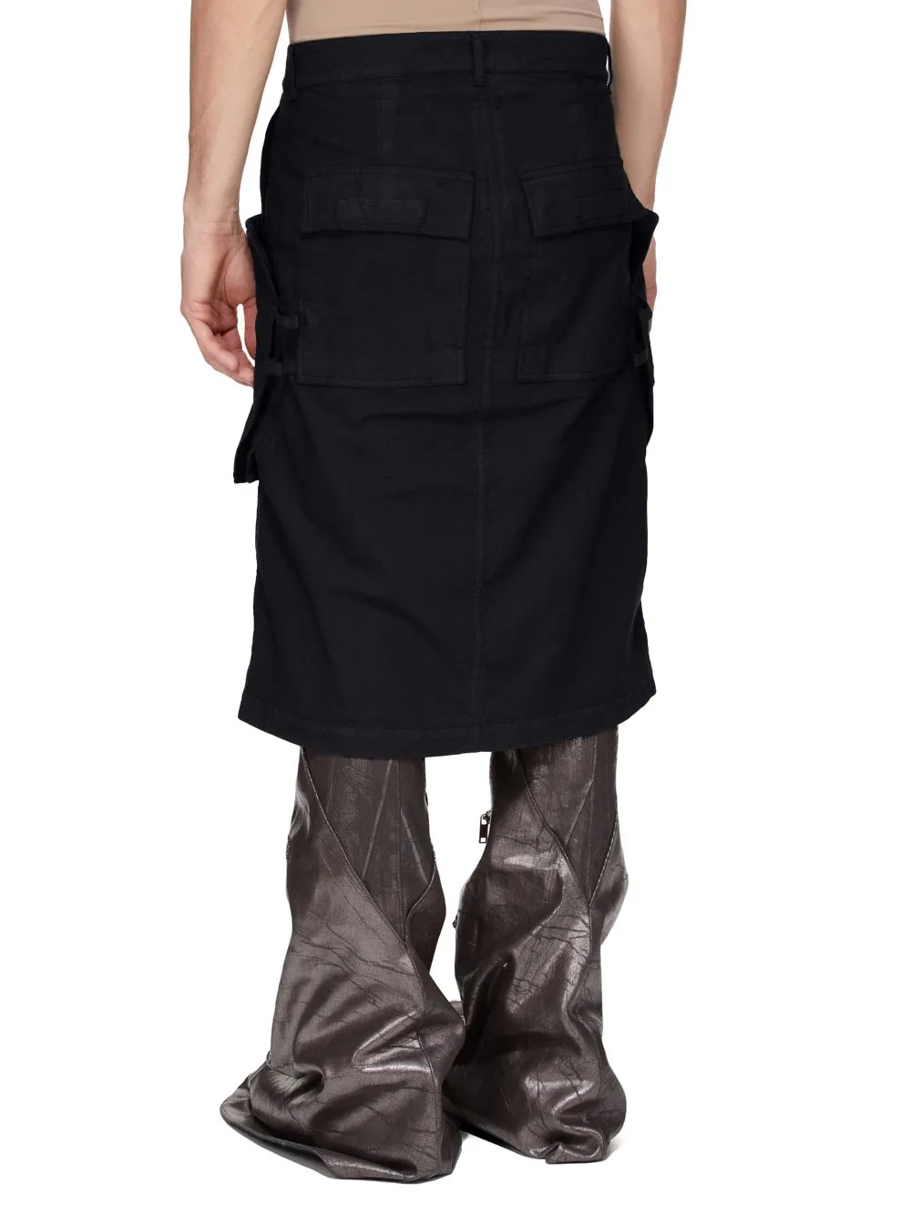 Drkshdw Concordians Stefan Cargo Skirt In Black Cotton Tela