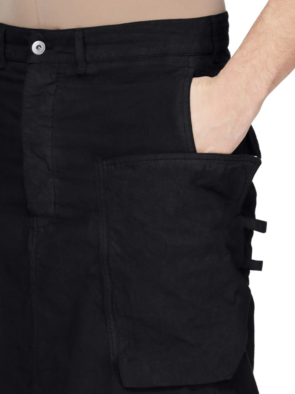 Drkshdw Concordians Stefan Cargo Skirt In Black Cotton Tela