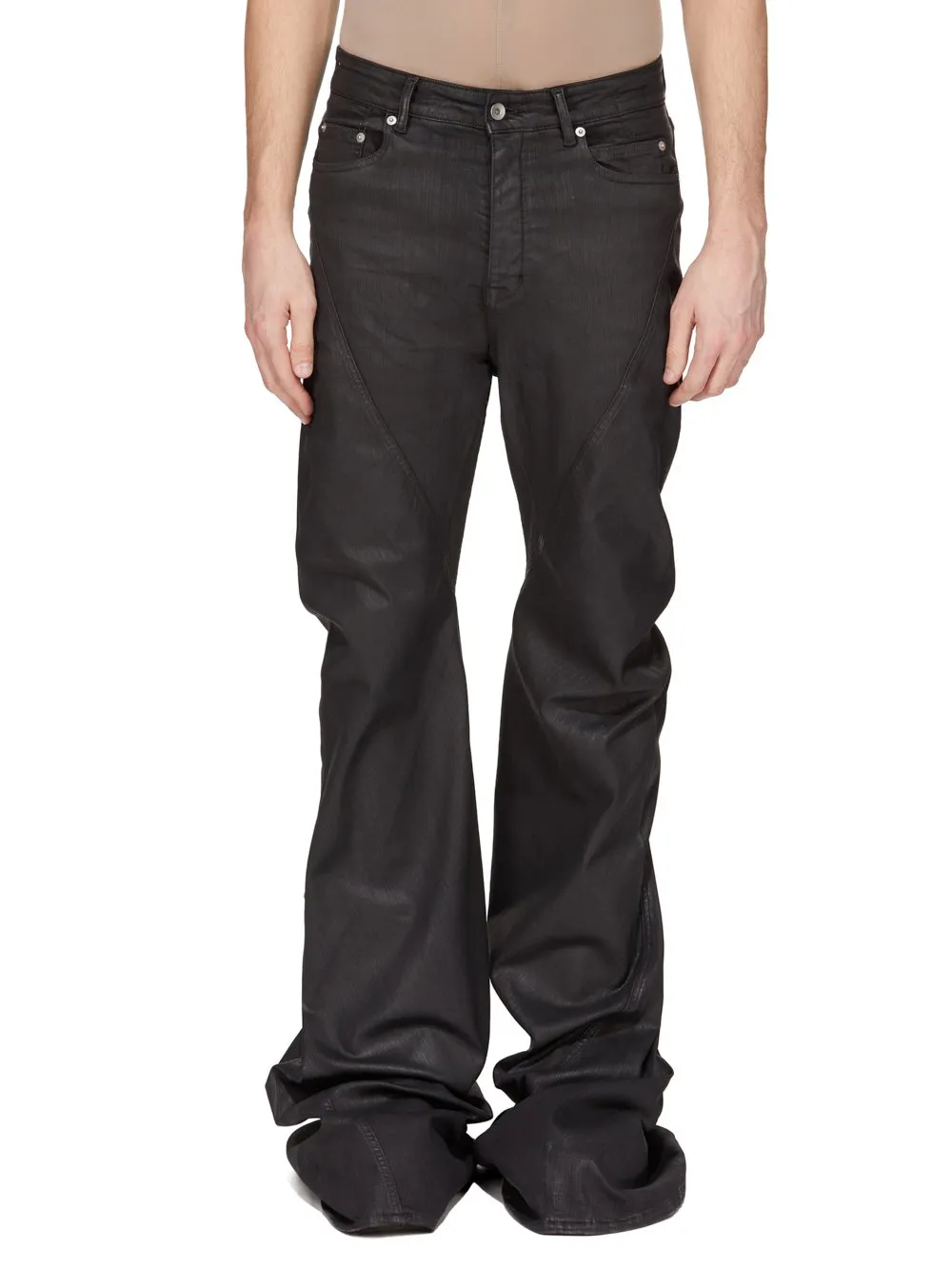Drkshdw Concordians Bias Bootcut In Black Wax Stretch Denim