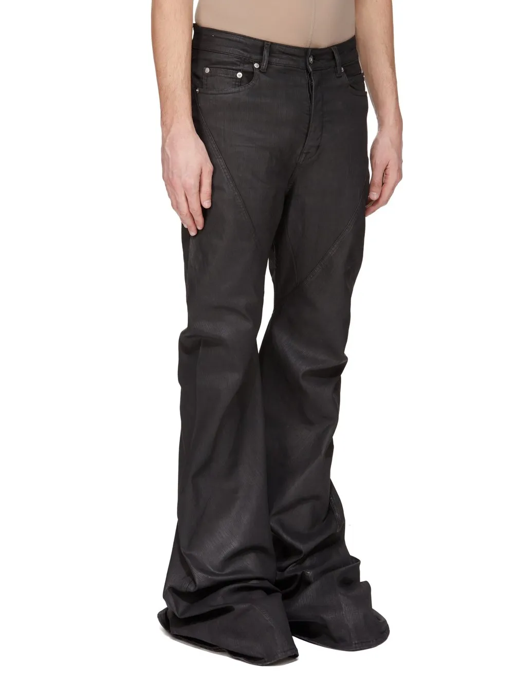 Drkshdw Concordians Bias Bootcut In Black Wax Stretch Denim