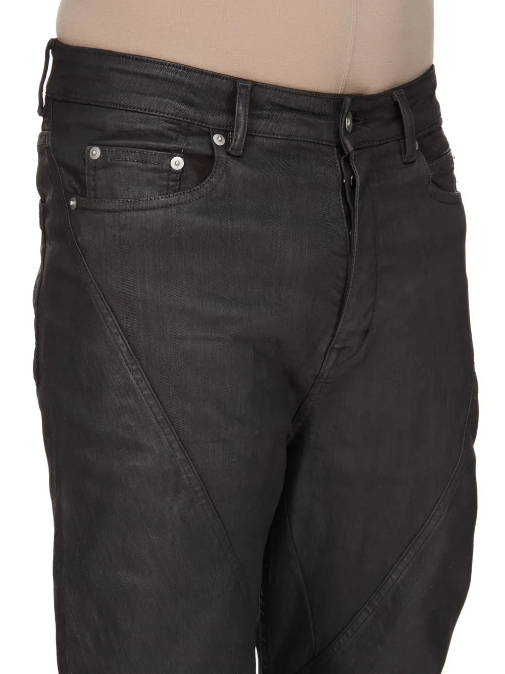 Drkshdw Concordians Bias Bootcut In Black Wax Stretch Denim