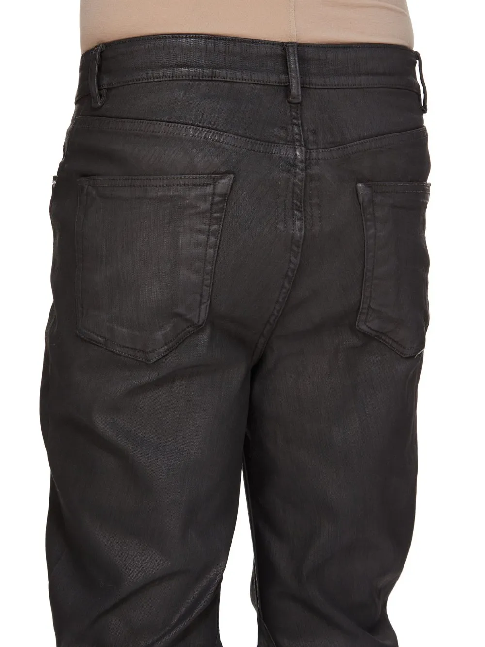 Drkshdw Concordians Bias Bootcut In Black Wax Stretch Denim