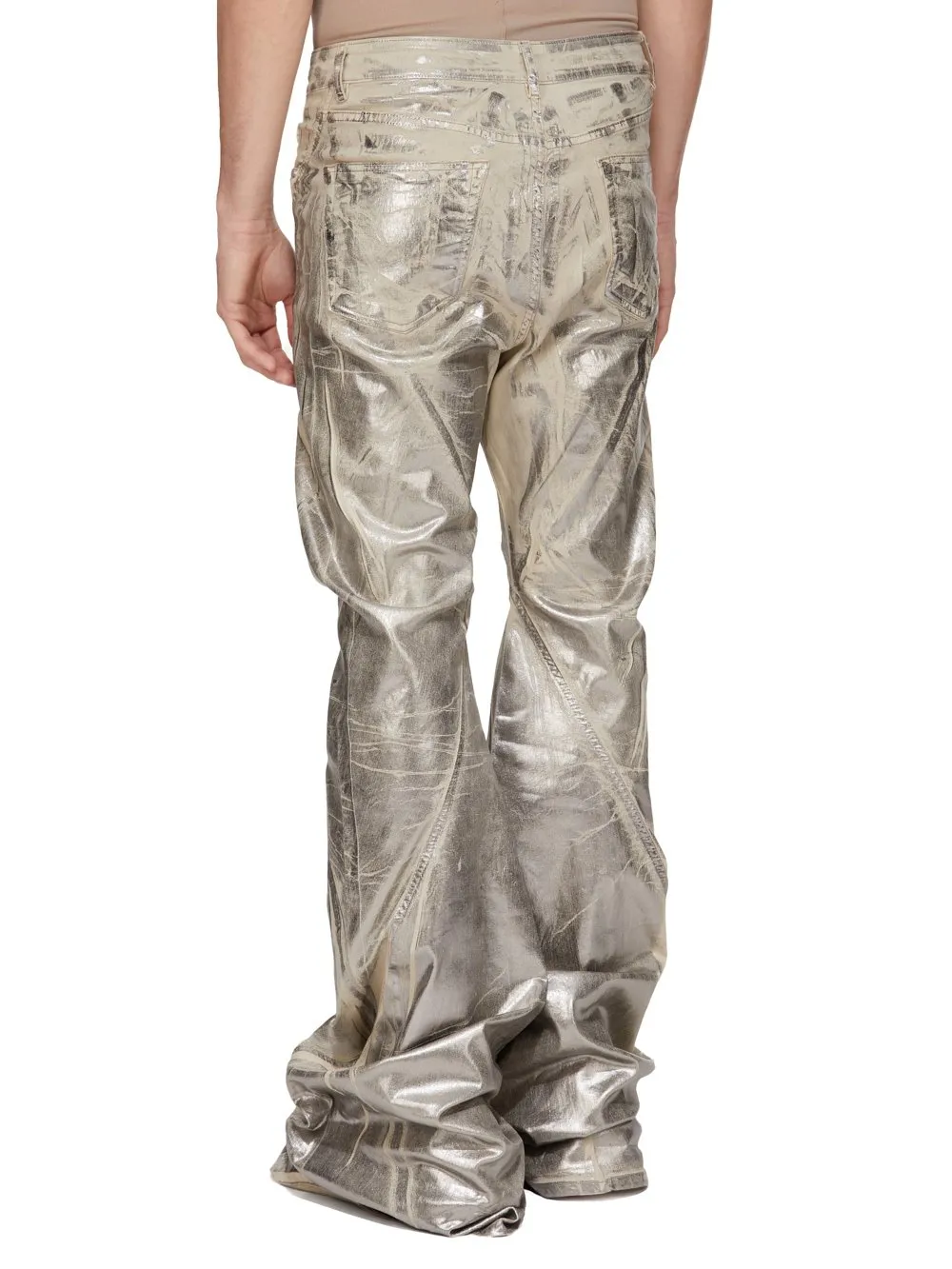 Drkshdw Concordians Bias Bootcut In Palladium Foil Stretch Denim