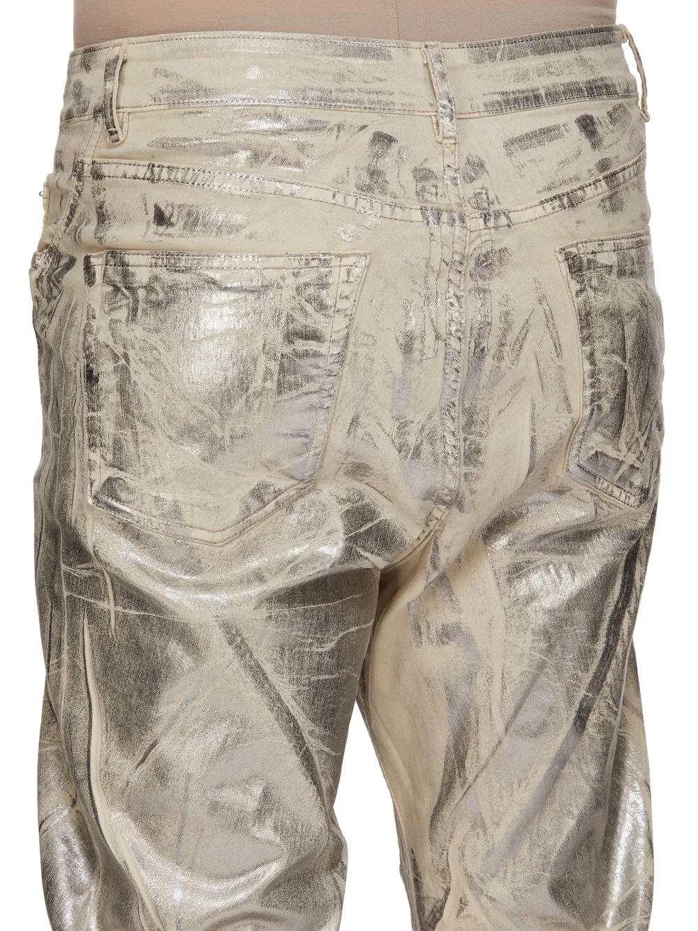 Drkshdw Concordians Bias Bootcut In Palladium Foil Stretch Denim