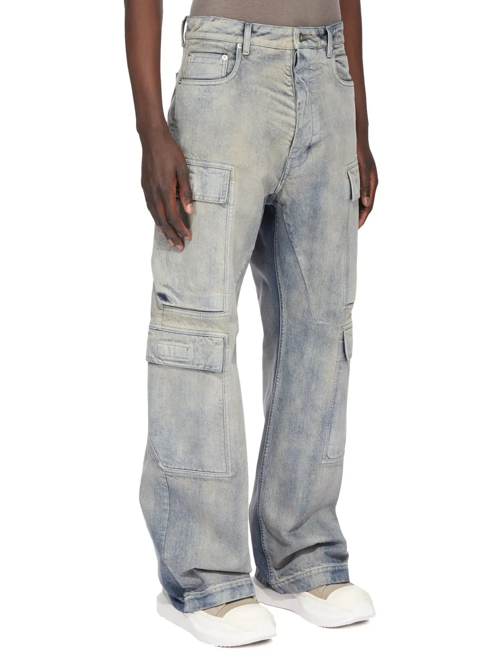 Drkshdw Concordians Double Cargo Jeans In 13Oz Mineral Pearl Denim
