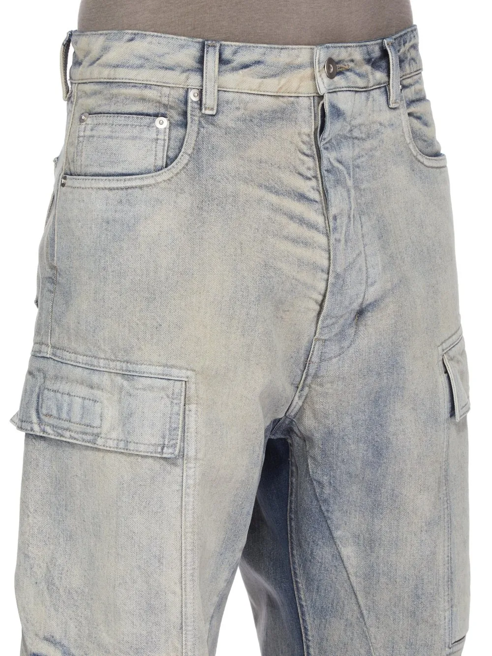 Drkshdw Concordians Double Cargo Jeans In 13Oz Mineral Pearl Denim