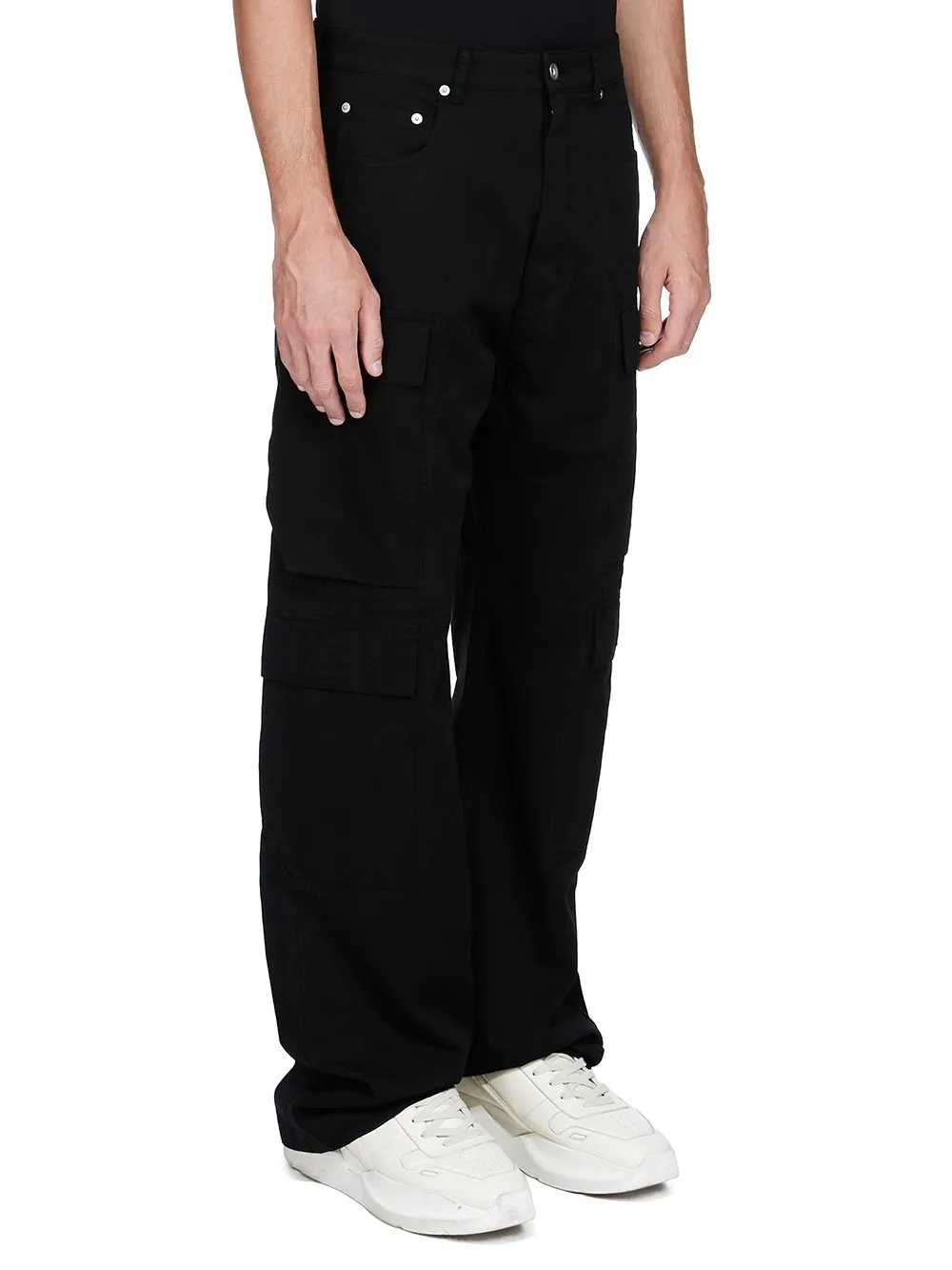 Drkshdw Concordians Double Cargo Jeans In Black Cotton Twill