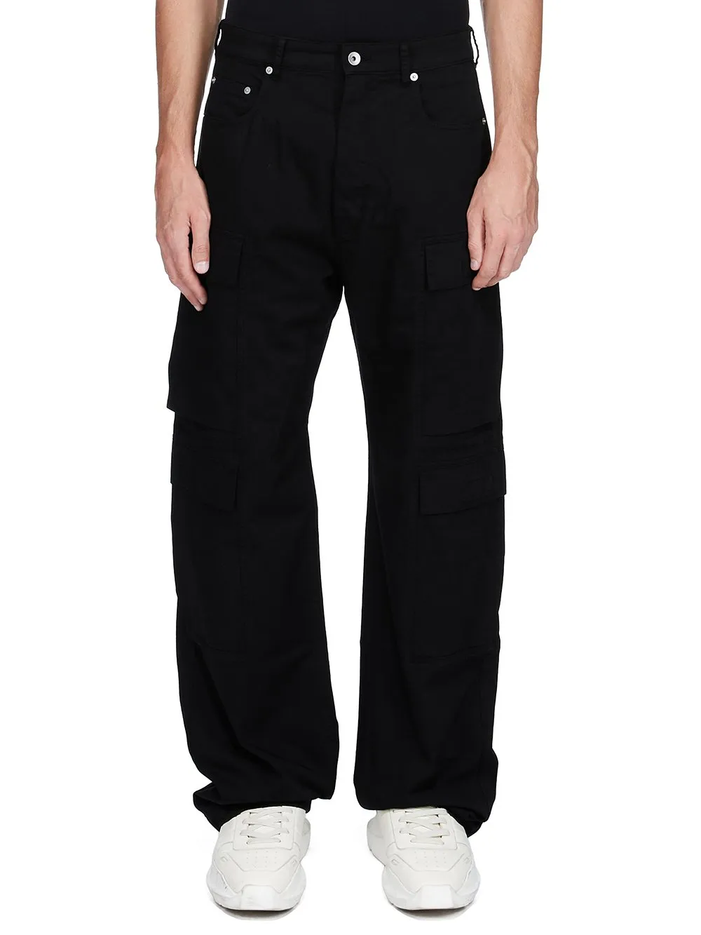 Drkshdw Concordians Double Cargo Jeans In Black Cotton Twill