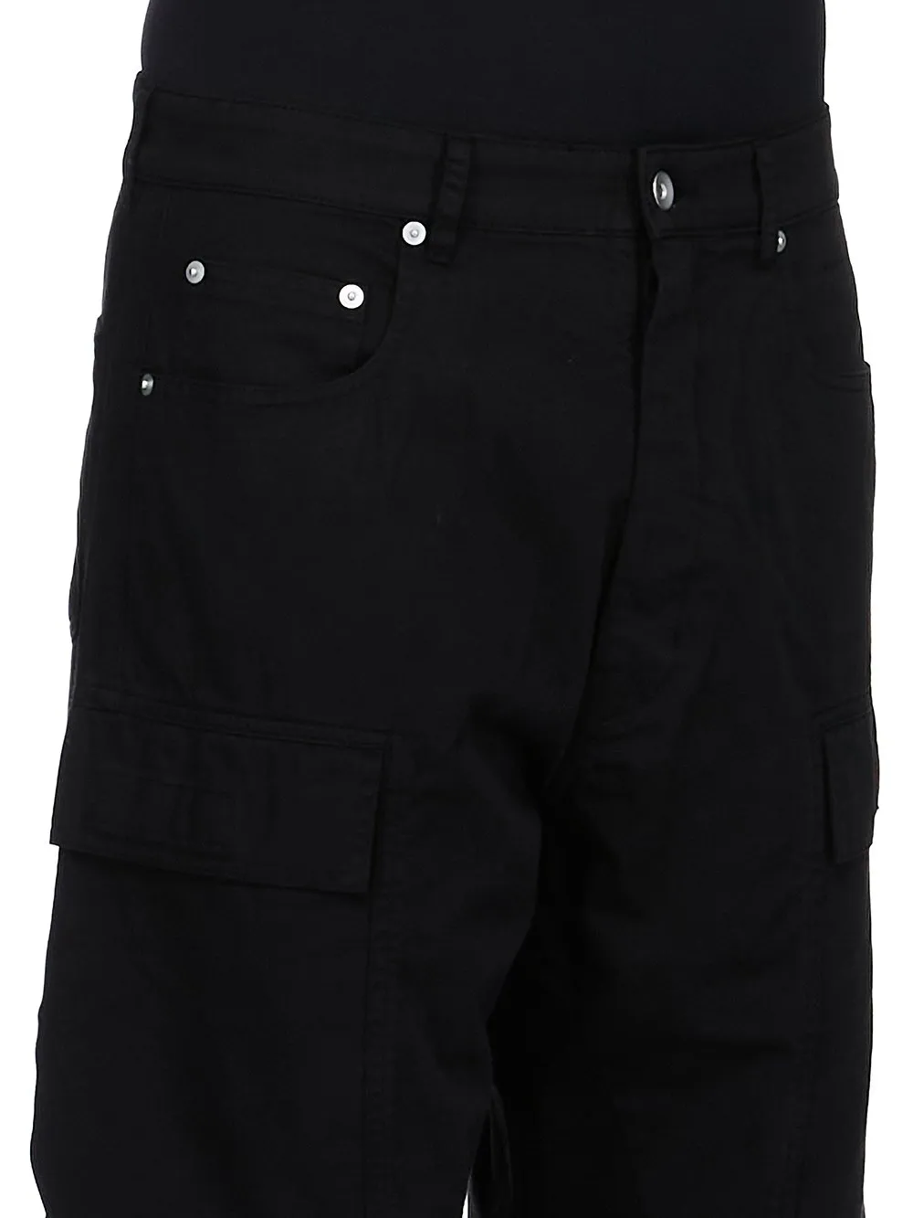 Drkshdw Concordians Double Cargo Jeans In Black Cotton Twill