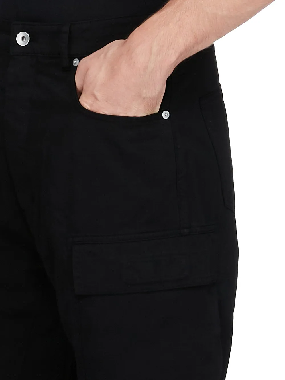Drkshdw Concordians Double Cargo Jeans In Black Cotton Twill