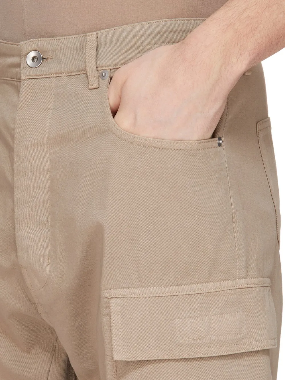 Drkshdw Concordians Double Cargo Jeans In Dirty Pearl Cotton Twill