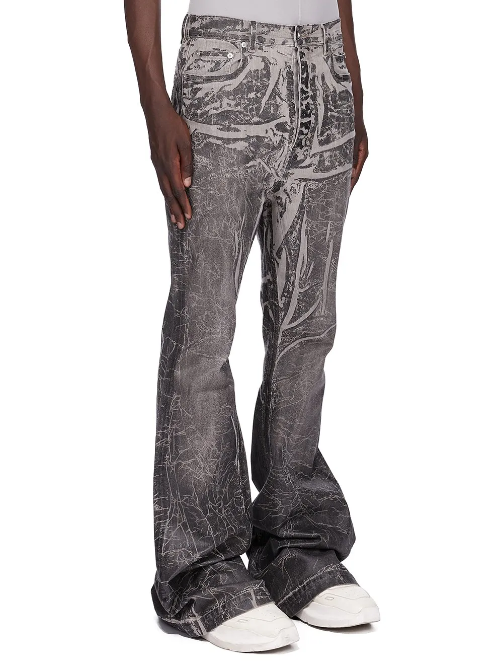 Drkshdw Concordians Bolan Bootcut In Black Washed Foil Stretch Denim