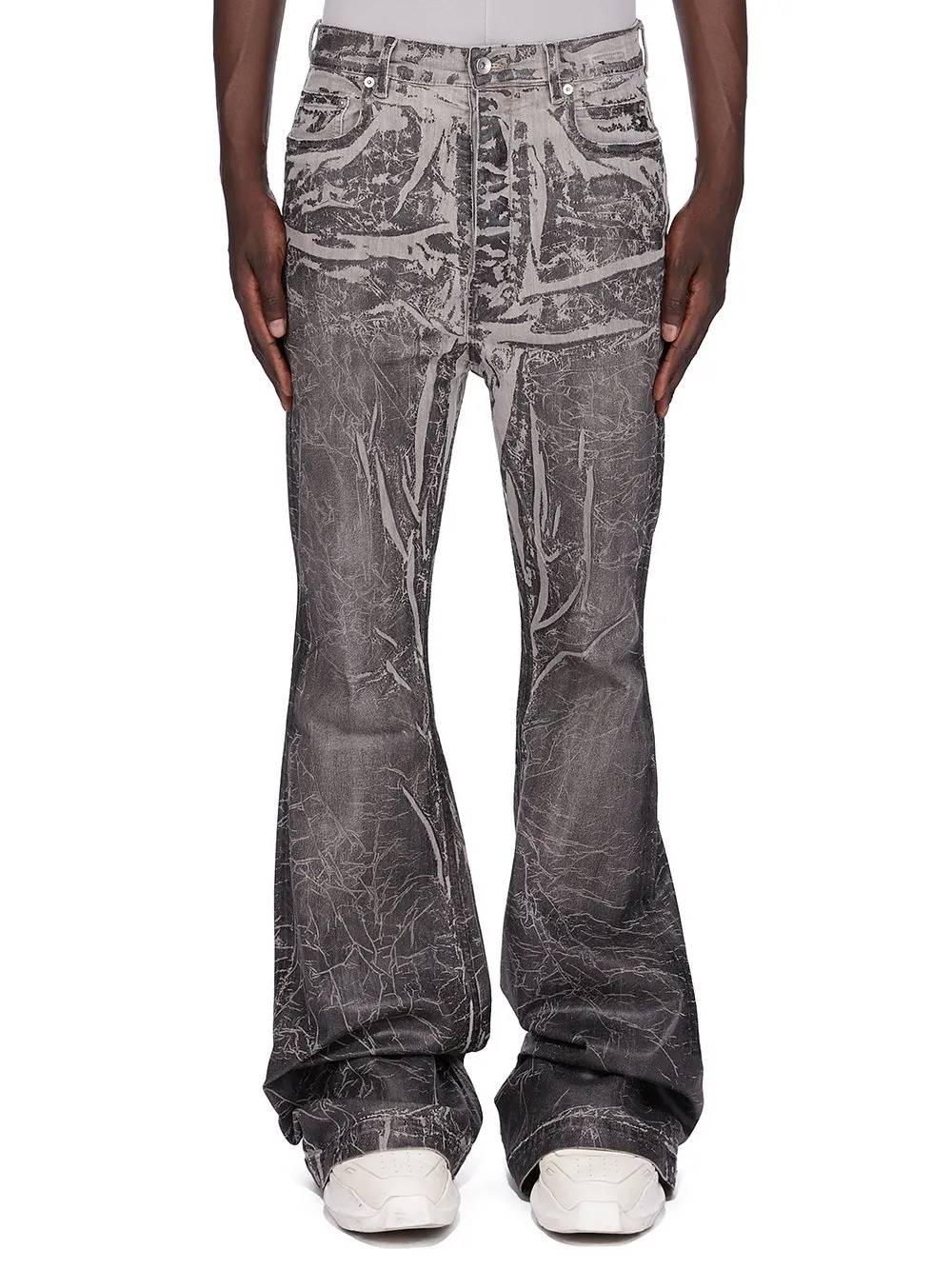 Drkshdw Concordians Bolan Bootcut In Black Washed Foil Stretch Denim