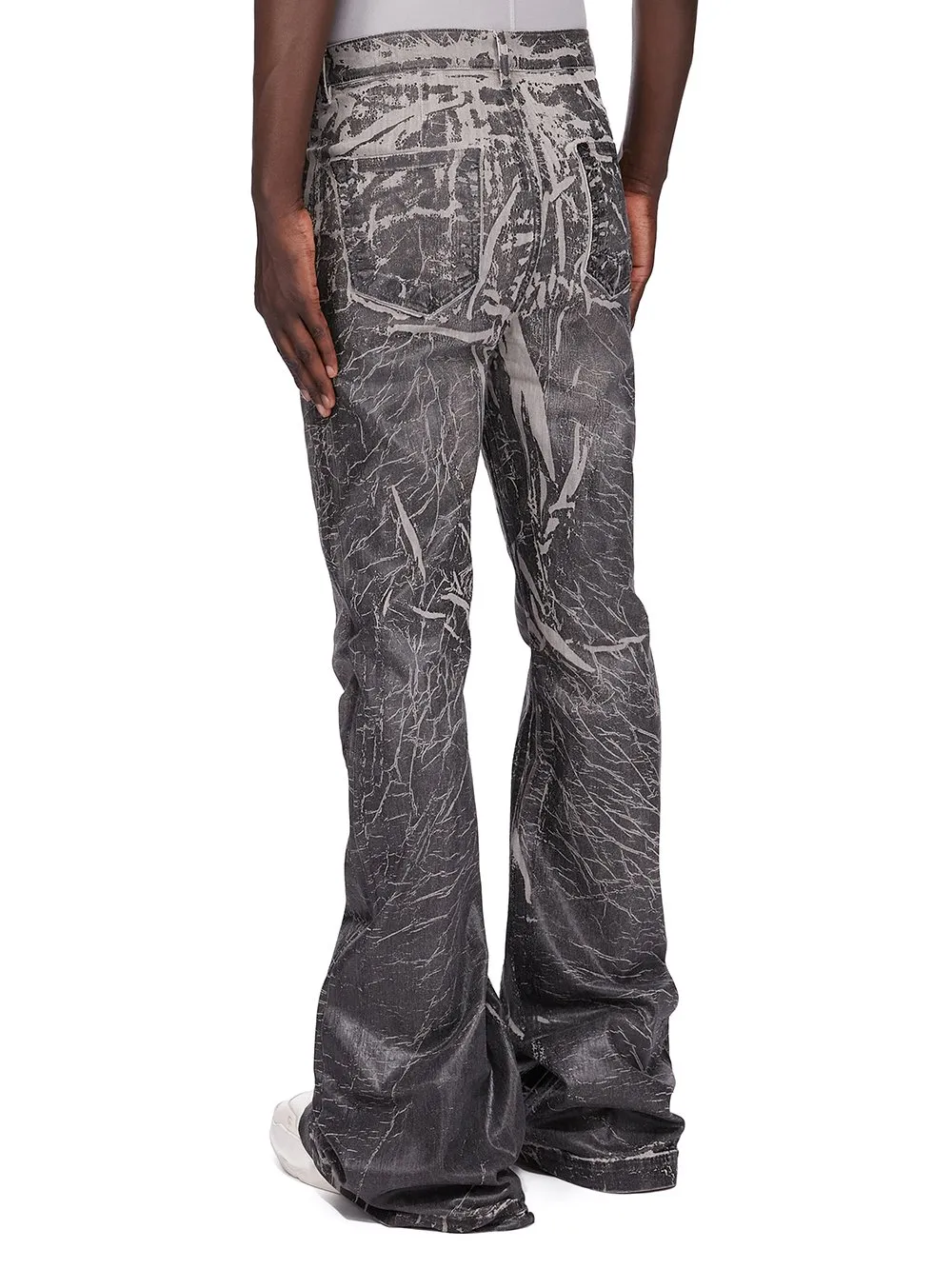 Drkshdw Concordians Bolan Bootcut In Black Washed Foil Stretch Denim