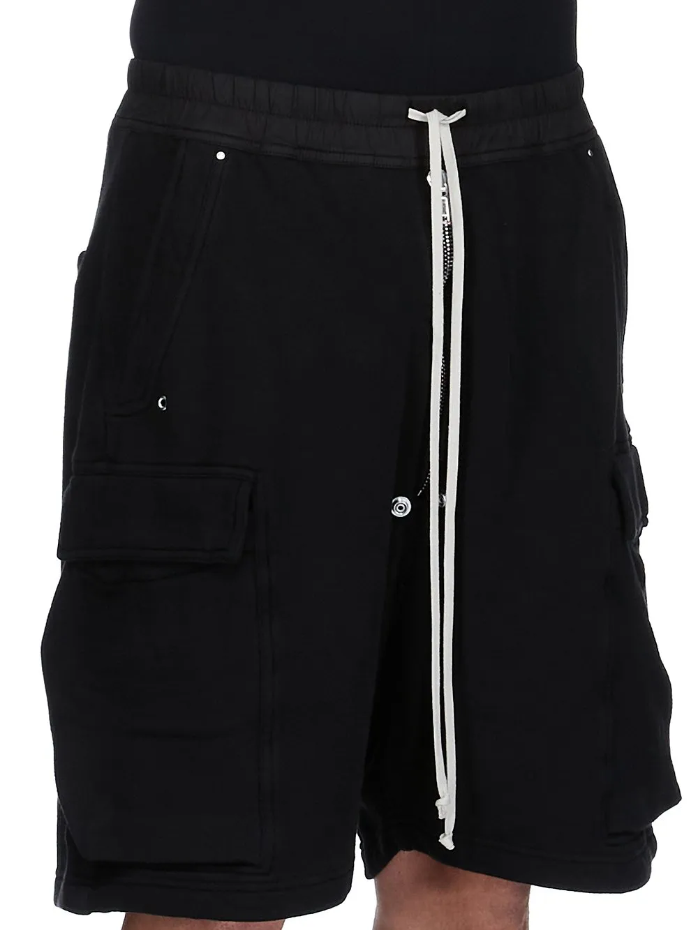 Drkshdw Concordians Cargobela Shorts In Black Slub Felpa
