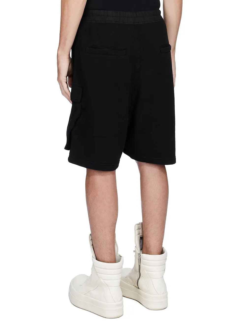 Drkshdw Concordians Cargobela Shorts In Black Slub Felpa