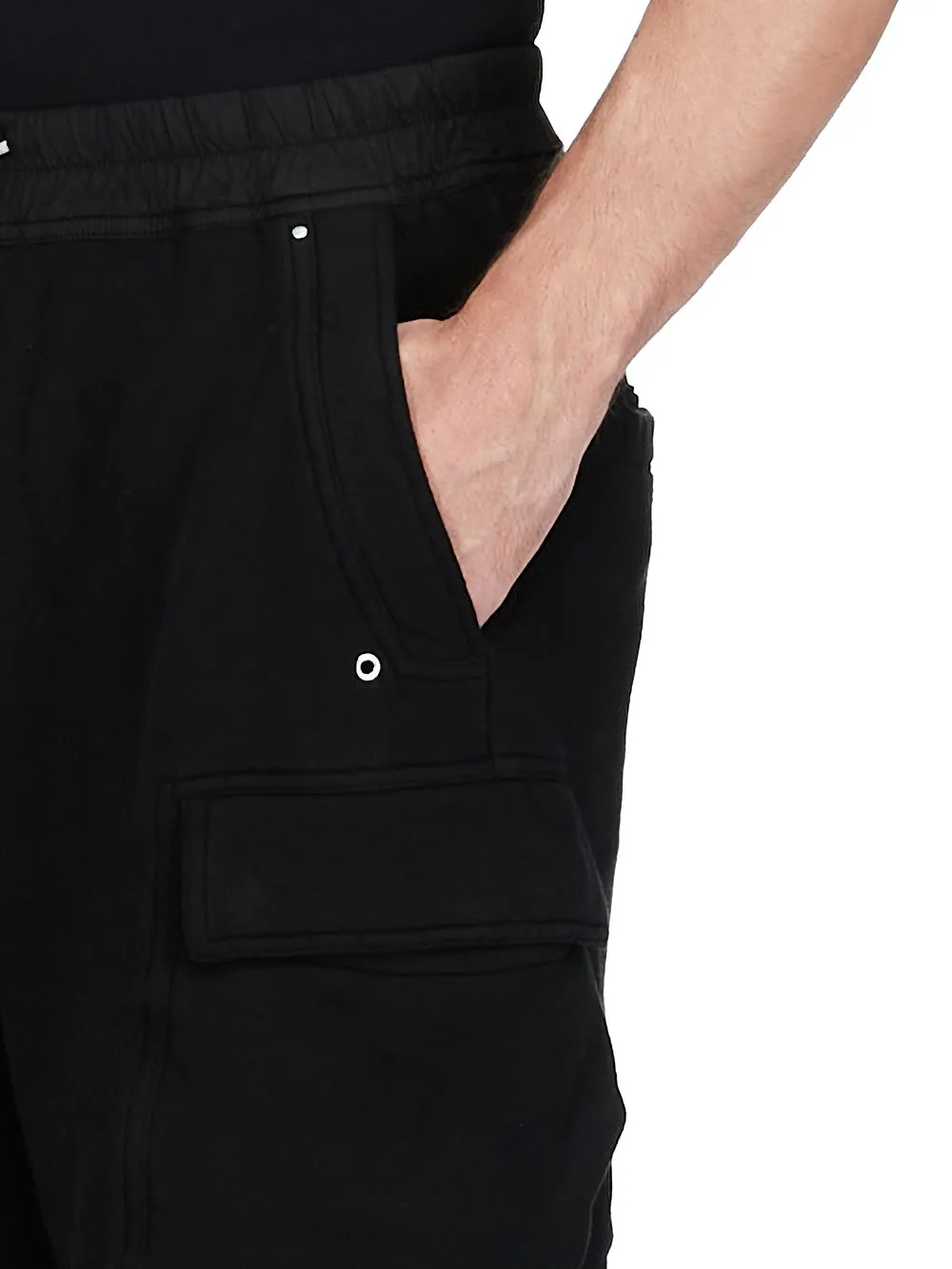 Drkshdw Concordians Cargobela Shorts In Black Slub Felpa
